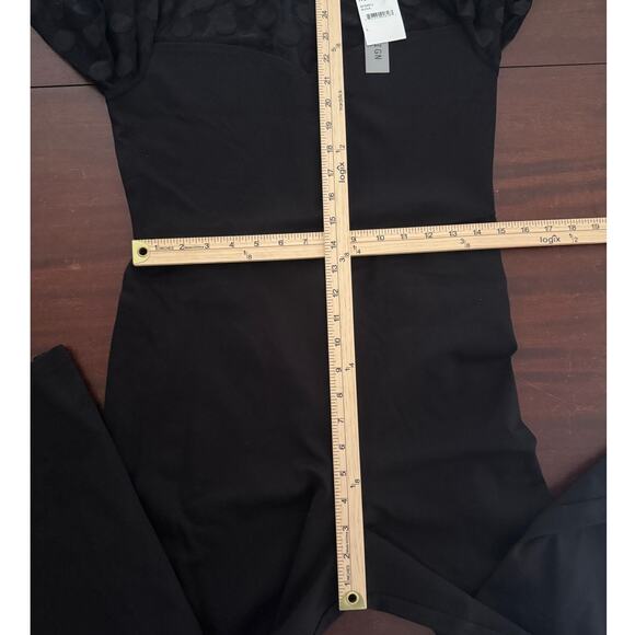 Love x Design NWT | black jumpsuit with polka dot mesh long sleeves | size Large - Picture 4 of 7